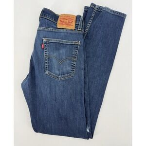 Levis 513 Jeans Men 32x34 Blue Slim Straight Leg Medium DIstressed Wash Denim